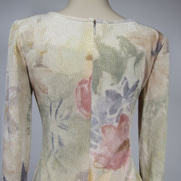VTG NWT 90s Y2K HUEY WALTZER 4 GLITTER Floral Pastel Fairy Watercolor Saks Dress - Picture 7 of 15